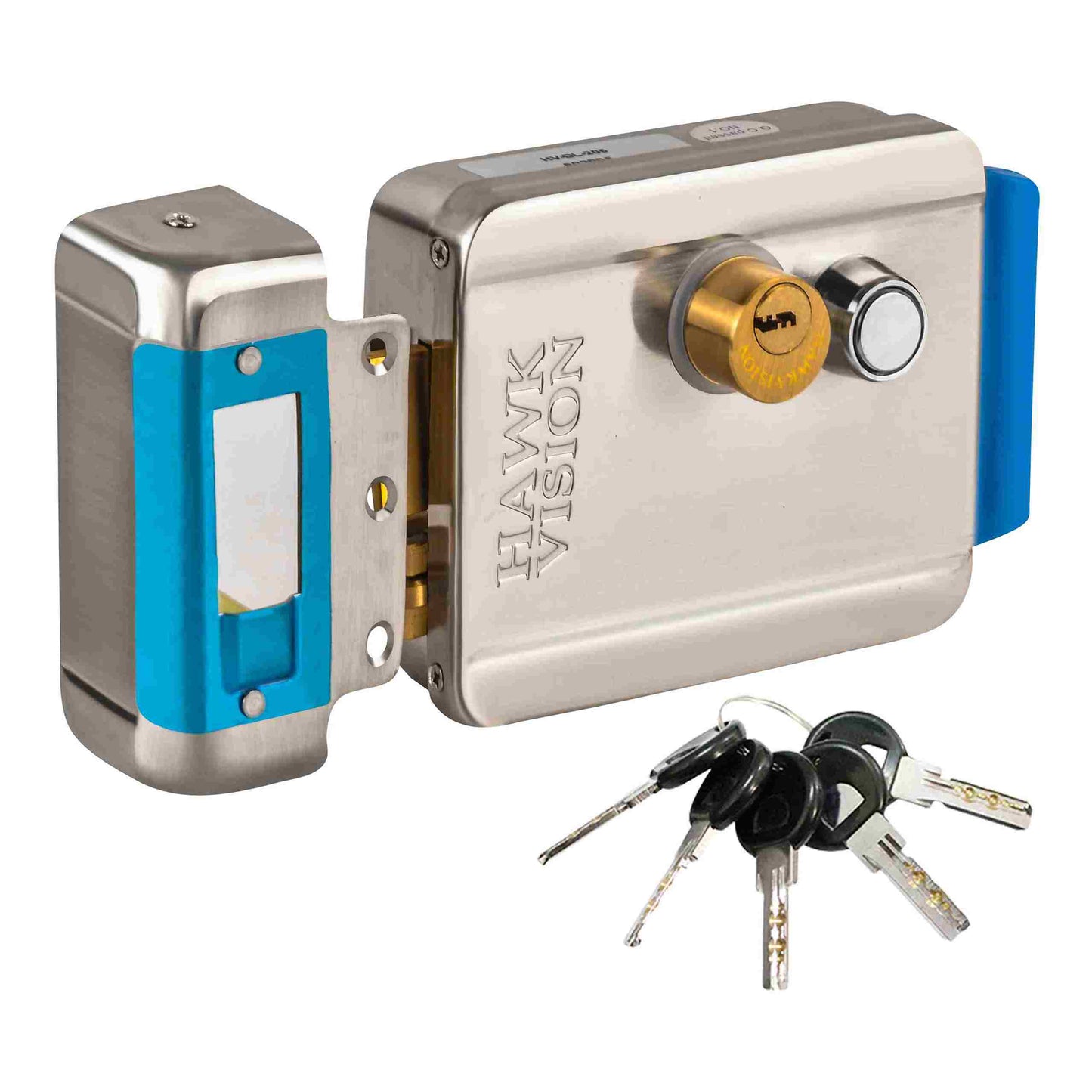 Hikvision KIS-204T Villa Analog Video Door Phone + Hawk Vision Electronic Lock +Hawk Vision Access Control + Hawk Vision 4 CH SMPS + CP Plus Cat6 Cable 100Mtr