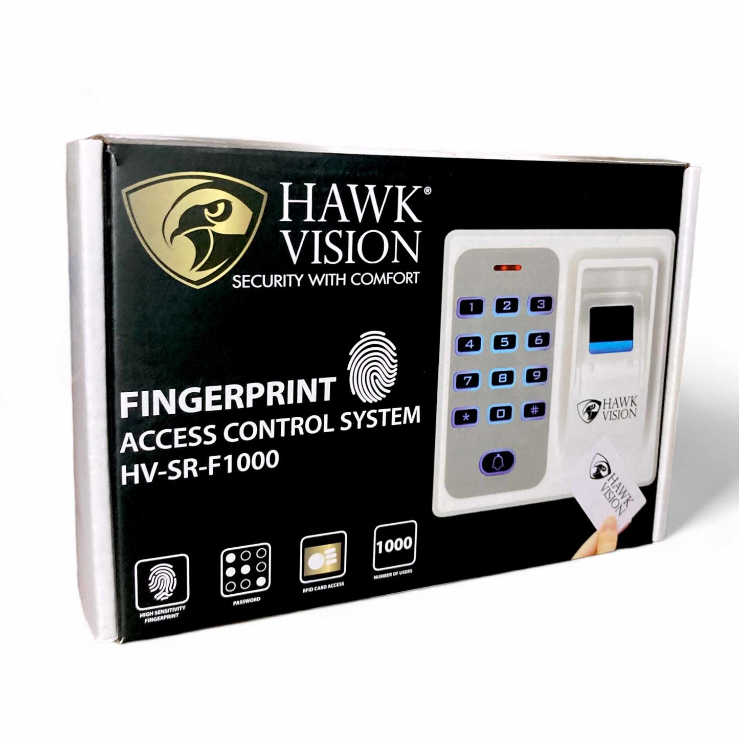Hawk Vision IP Network Video Door Phone with Electronic Lock + Finger Print Access Control + 4 CH Power Supply + CP Plus Cat6 Cable 100mtr + D Link RJ45 Connectors